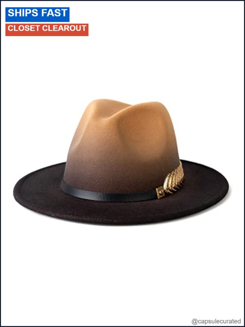 Women Wide Brim Felt Fedora Hat Adjustable Strap